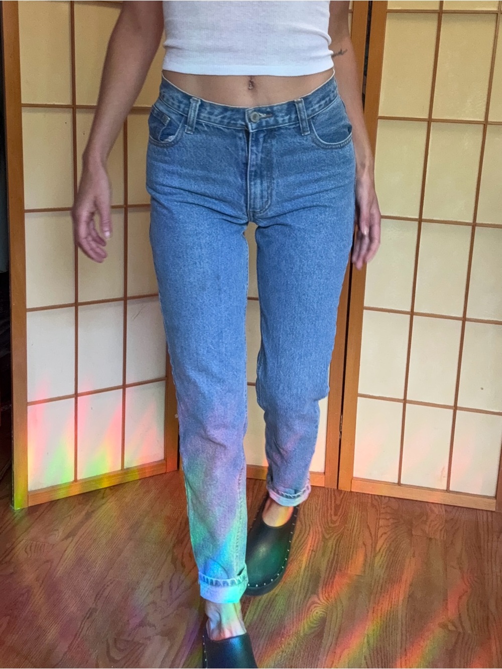 Brandy Melville John Galt Shannon High Waist Straight Jeans Medium Wash Size S